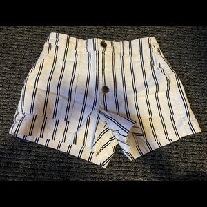 Black and white striped shorts